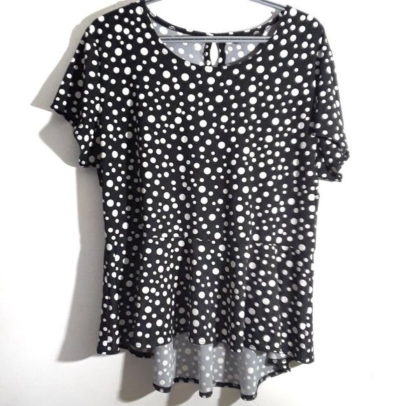 Brody Myles Collection Polka Dot Peplum Top Ladies 1X - Picture 1 of 5